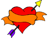 Coloring page Heart, arrow and ribbon painted byDe