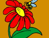 Coloring page Daisy with bee painted byCockie monster