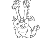 Coloring page Two-headed dragon painted bygggg