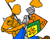 Coloring page Knight on horseback painted bykelan