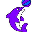 Coloring page Dolphin playing with a ball painted bydiego