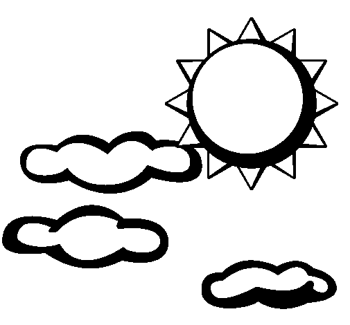 Coloring page Sun and clouds 2 painted bycv