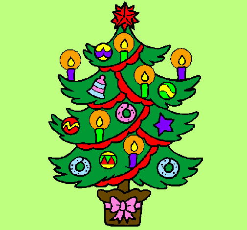 Coloring page Christmas tree with candles painted bysaloni
