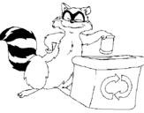 Coloring page Raccoon recycling painted bycv