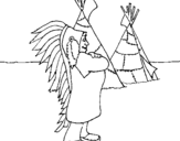 Coloring page Indian chief painted bycocinero