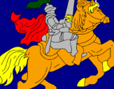 Coloring page Knight on horseback painted byNickolass