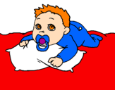 Coloring page Baby playing painted byHELENA