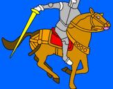 Coloring page Knight on horseback IV painted byScarlett