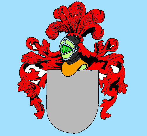 Shield with weapons and helmet