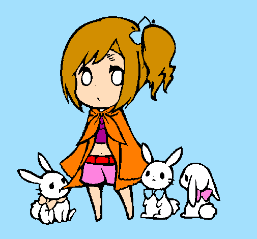 Girl with bunnies
