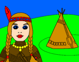 Coloring page Indian and teepee painted byFFFDDaniel