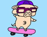 Coloring page Graffiti the pig on a skateboard painted bydayana 