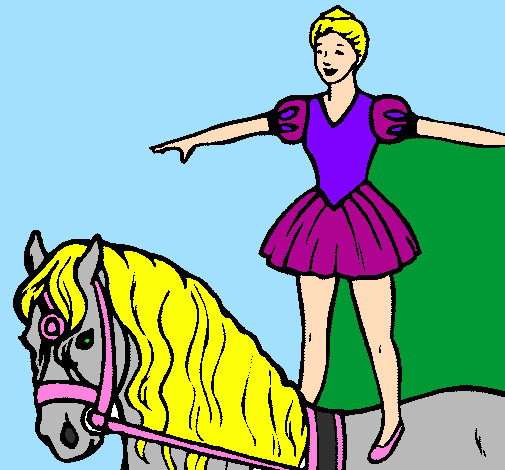 Coloring page Trapeze artist on a horse painted byJHIIVAN