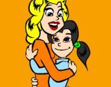 Coloring page Mother and daughter embraced painted byjavi-alonso
