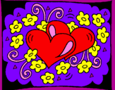 Coloring page Hearts and flowers painted byjulieta