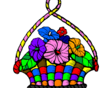 Coloring page Basket of flowers painted byjojo