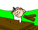Coloring page Three little pigs 3 painted byyen2x