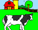Coloring page Cow out to pasture painted bylalachika