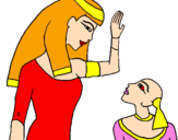 Coloring page Egyptian mother and son painted bymarldafi