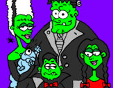 Coloring page Family of monsters painted bycaitlin gordon