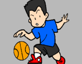 Coloring page Little boy dribbling ball painted byKENNY