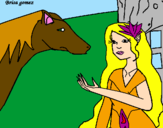 Coloring page Princess and horse painted byEmina
