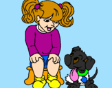 Coloring page Little girl with her puppy painted bysnoopyfan