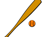 Coloring page Baseball bat and baseball ball painted byg