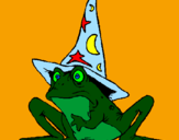 Coloring page Magician turned into a frog painted bykelan