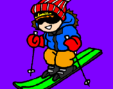 Coloring page Little boy skiing painted byBruce
