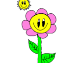 Coloring page Sun and flower painted byButr fliy