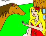 Coloring page Princess and horse painted byButr fliy