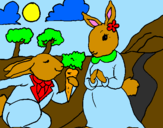 Coloring page Rabbits painted byeli