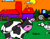 Coloring page Cow on the farm painted byroberto