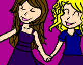 Coloring page Girls shaking hands painted bymari