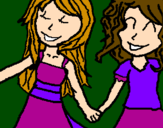 Coloring page Girls shaking hands painted byAriana $