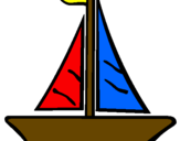 Coloring page Sailing boat painted bym