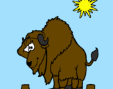 Coloring page Bison in desert painted bypedro