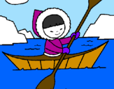 Coloring page Eskimo canoe painted bylalachica