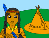 Coloring page Indian and teepee painted bymorgan miller