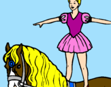 Coloring page Trapeze artist on a horse painted bysavannah