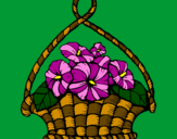 Coloring page Basket of flowers painted byjuli
