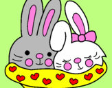 Coloring page Rabbits in love painted byDora
