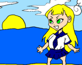 Coloring page Manga schoolgirl painted byDora