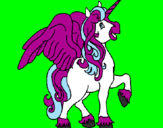 Coloring page Unicorn with wings painted byDora