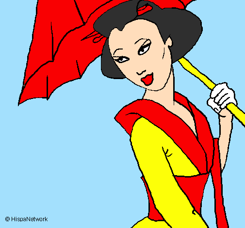 Geisha with umbrella