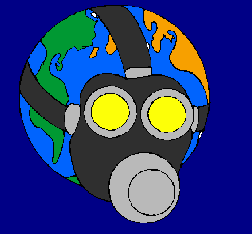 Earth with gas mask