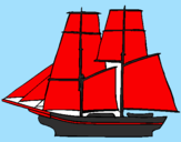 Coloring page Sailing boat painted byrex