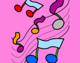 Coloring page Musical notes on the scale painted byella