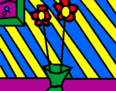 Coloring page Vase of flowers 2 painted byella